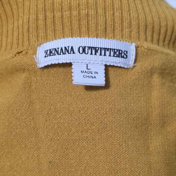 Zenana Outfitters Mustard Yellow Open Front Cardigan With Pockets Size Large - Picture 2 of 4